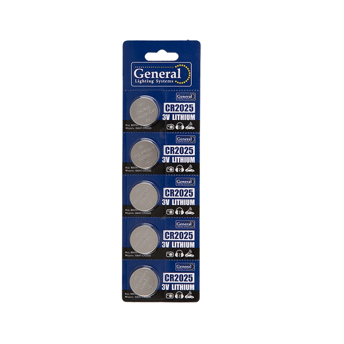 CR2025 кнопочная литиевая  5pcs General 800567