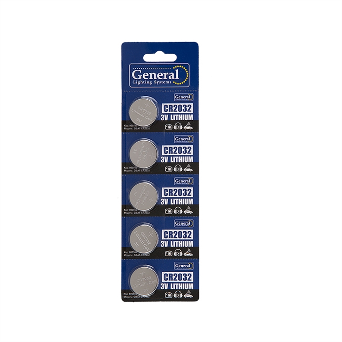 CR2032 кнопочная литиевая  5pcs General 800568