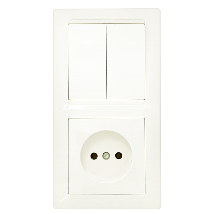 Блок (2 выкл. + роз.) СУ серия СТИЛЬ, (2В-РЦ-687 бежевый) 2В-РЦ-687 бежевый