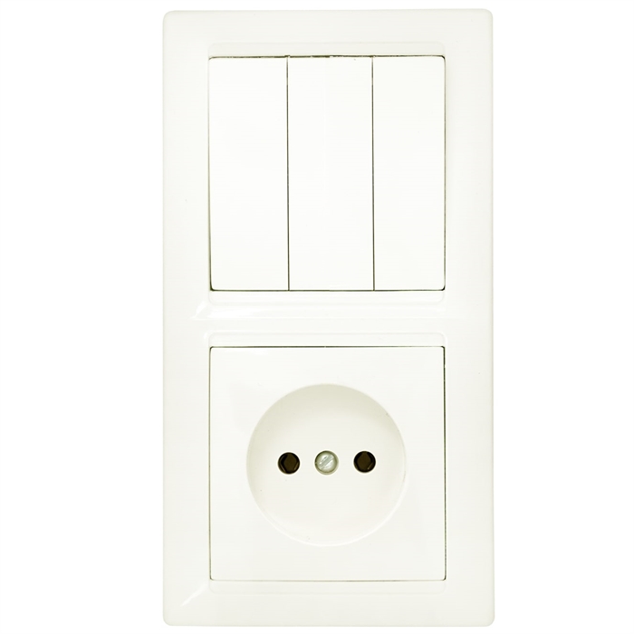 Блок (3 выкл. + роз.) СУ серия СТИЛЬ, (3В-РЦ-689 бежевый) 3В-РЦ-689 бежевый