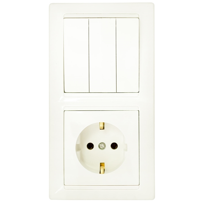 Блок (3 выкл. + роз. с земл.) СУ серия СТИЛЬ, (3В-РЦ-695 бежевый) 3В-РЦ-695 бежевый