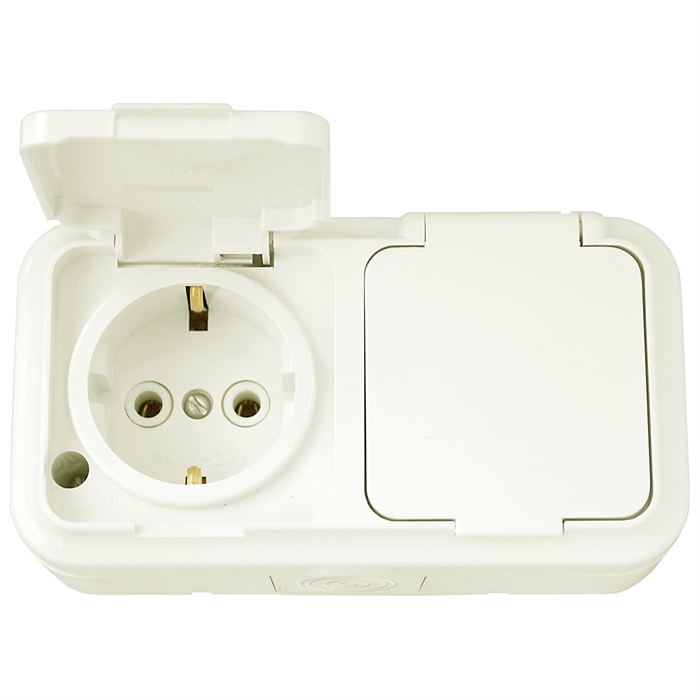 Роз. 2-местн. ОУ с земл. IP54 серия ПРАЛЕСКА АКВА, (РА16-303 бежевый) РА16-303 бежевый