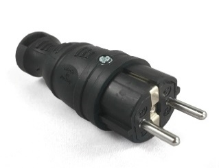 Вилка каучук прямая с/з 16А IP44 черный AY-KA (60) 5511500