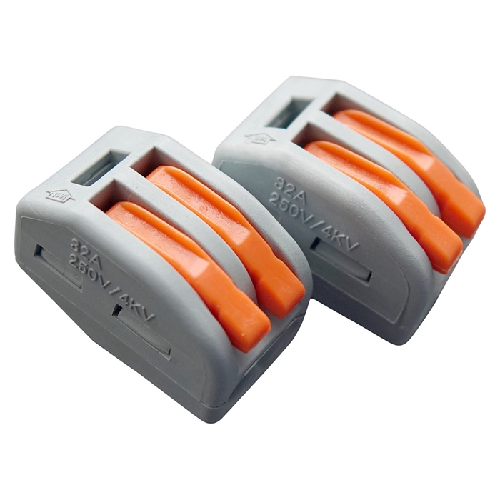 Клемма на 2 провод. GTER1-02 серая с рычагами (50) GENERAL 800481