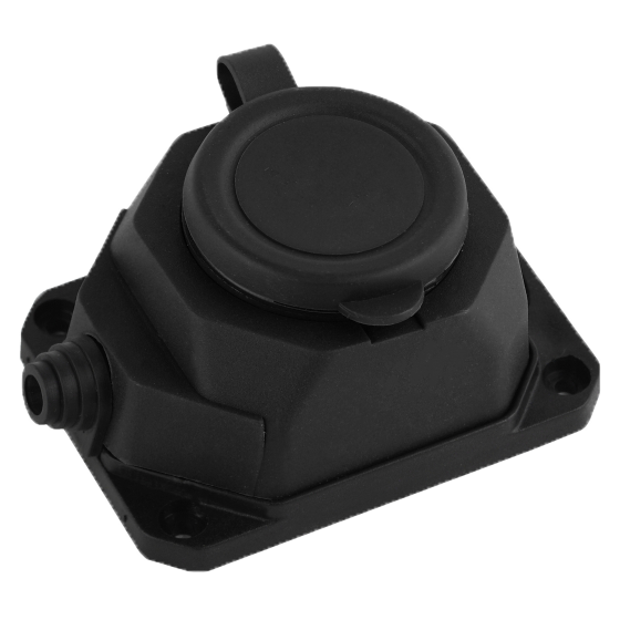 AY-KA  Колодка ОУ 1-ая каучук с/з 16A IP44 черная 5510000