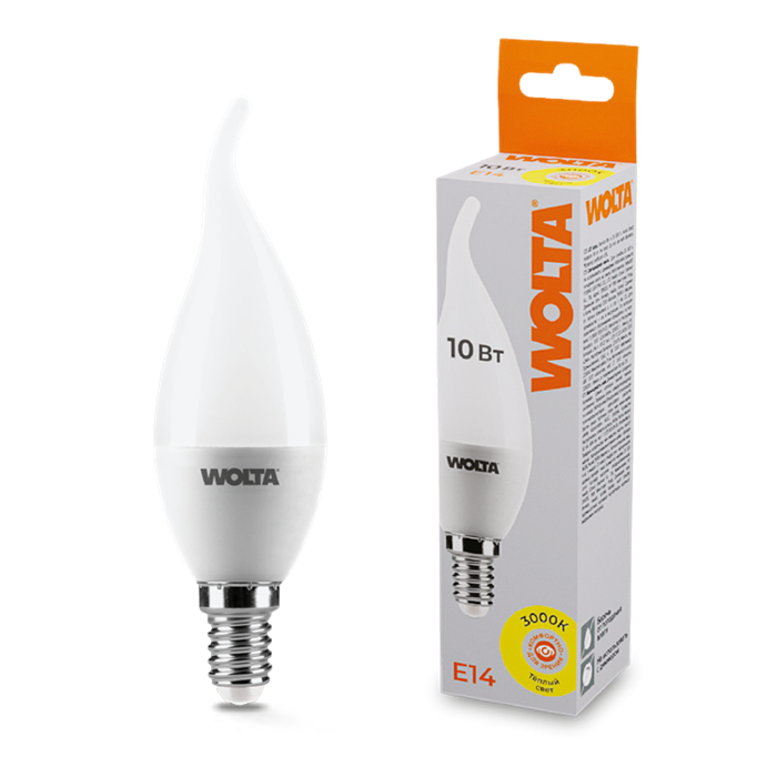 LED 10W E14 3000K свеча Wolta 25YC10E14