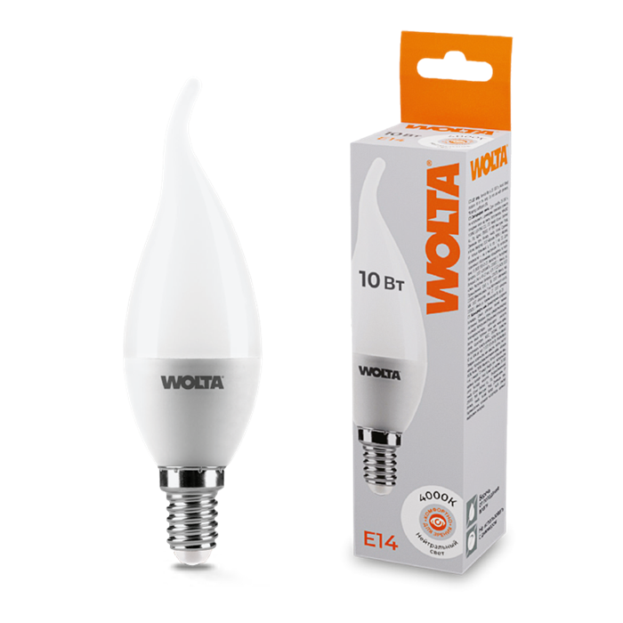 LED 10W E14 4000K свеча Wolta 25SC10E14