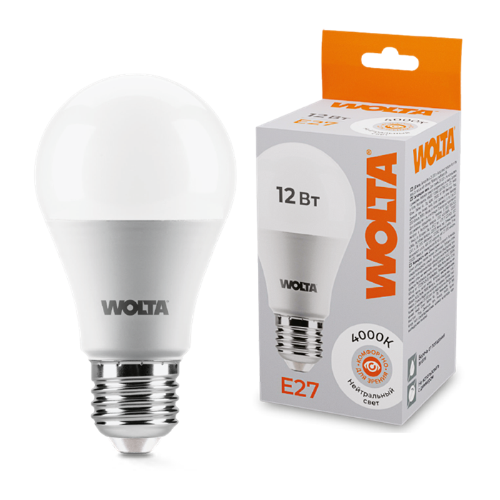LED A60 12W E27 4000K груша Wolta 25S60BL12E27