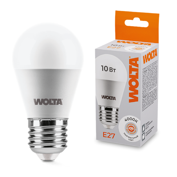 LED GL45 10W E27 4000K шар Wolta 25S45GL10E27