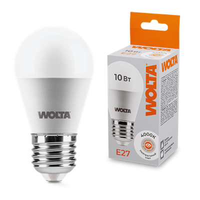 LED GL45 10W E27 4000K шар Wolta 25S45GL10E27
