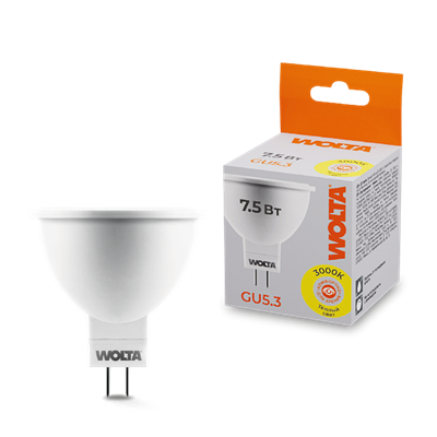 LED MR16 7.5W GU5.3 3000K Wolta 25YMR16-220-7.5GU5.3