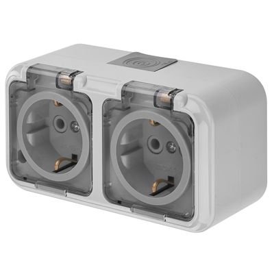 Блок 2 роз ОП з/к серый проз. крыш. IP54 Пралеска аква РА16-303 (02)серый