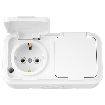 Блок 2 роз ОП з/к бел. крыш. IP54 Пралеска аква РА16-303 белый