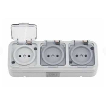 Блок 3 роз ОП з/к сер. прозр. крыш. IP54 Пралеска аква РА16-0132 (02)серый