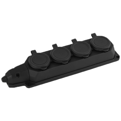 AY-KA  Колодка ОУ 4-ая каучук с/з 16A IP44 черная 5540000