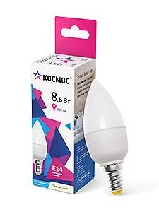 Лампа LED 8.5W E14 3000 свеча (99х37) Космос LkecLED8.5wCNE1430