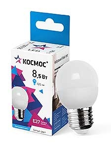 Лампа LED 8.5W E27 4500 шар (81х45) Космос LkecLED8.5wGL45E2745