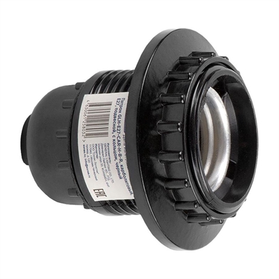 Патрон Е27 с приж. кольцом черн.General 474003