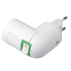 Переходник вилка-патрон Е27 с выкл. Белый ECOLA APT7SWEAY