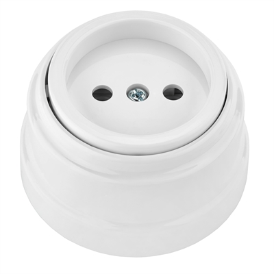 Роз. 1-местн. без земл. 16А ОУ серия РЕТРО, белый (РА16-0201) РА16-0201