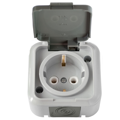 Роз. 1м. ОП з/к серый крыш. IP54 Пралеска аква РА16-297 (03) серый