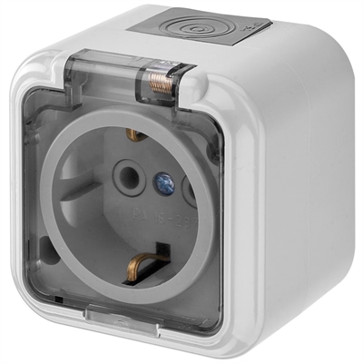 Роз. 1м. ОП з/к серый проз. крыш. IP54 Пралеска аква РА16-297 (02)