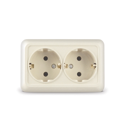Розетка 2м с/з о/у беж. "Олимп" UNIVersal  Б-О0128