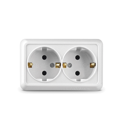 Розетка 2м с/з о/у бел. "Олимп" О0128 UNIVersal  О0128