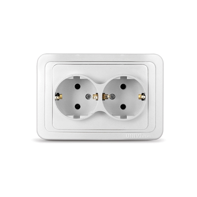 Розетка 2м с/з с/у бел. "Валери" UNIVersal  В0128