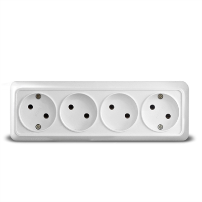 Розетка 4м б/з о/у бел. "Олимп" 1162 UNIVersal (80/4) 1162