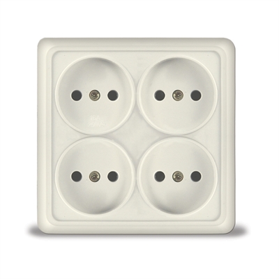 Розетка 4м б/з о/у квад. беж. "Олимп" UNIVersal (120/2) 1170