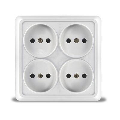 Розетка 4м б/з о/у квад. бел. "Олимп" UNIVersal (120/2) 1164