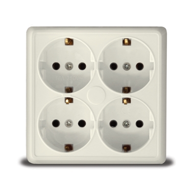 Розетка 4м с/з о/у квад. беж. "Олимп" UNIVersal (100/12) 1171