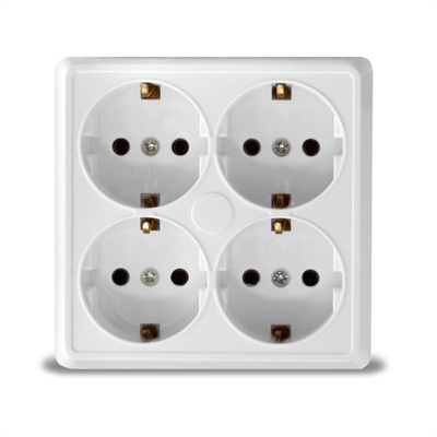 Розетка 4м с/з о/у квад. бел. "Олимп" UNIVersal (100/12) 1165