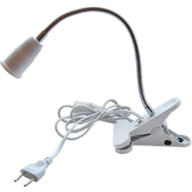 Св-к прищ. с вилкой с выкл.- патрон Е27 гибк. 300мм бел. ECOLA APF7FWEAY