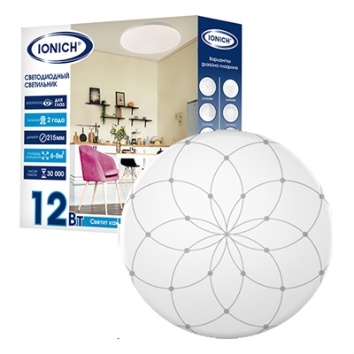 Свет. LED 12W 6500К Альтаир 215мм 850Лм IP20 IONICH 1695 1695