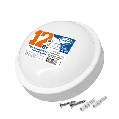 Свет. LED круг 12Вт ЖКХ eco "IONICH" 4000К-IP65 1466 UNIVersal  1466