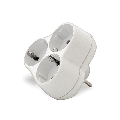 Тройник 16А с/з белый кругл. UNIVersal АК303