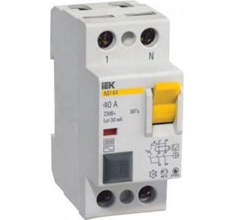 УЗО 2P 40А 30мА  ВД1-63 ИЭК MDV10-2-040-030