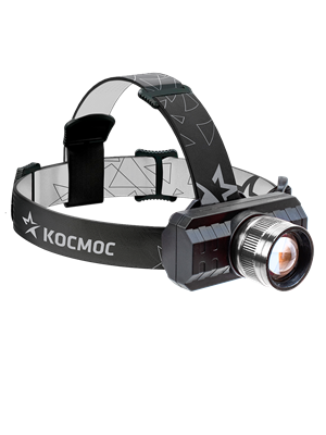 Фонарь налоб. H3WZoo с зумом, 3Вт, литий 1200mAh КОСМОС KocH3WZoo