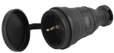 AY-KA Разъём (штепсель) с крышкой каучук c/з 16A IP44 черный 5511700 5511700