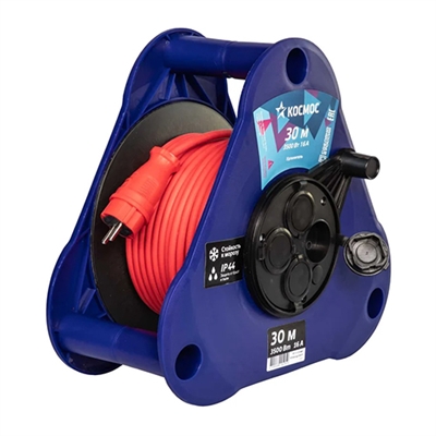 Удл. (катушка-треуг) 16А 3500Вт 4 гн КГ 2*2,5 (30м) УКП YKTKsm30m-4g(2.5)KG КОСМОС YKTKsm30m-4g(2.5)KG