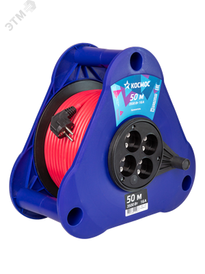 Удл. (катушка-треуг) 16А 3500Вт 4 гн КГ 2*2,5 (50м) УКП YKTKsm50m-4g(2.5)KG КОСМОС YKTKsm50m-4g(2.5)KG