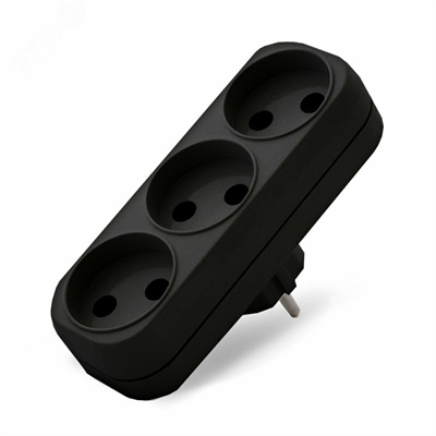 Разветвитель 3гн б/з плоский черн. 10А UNIVersal 1934