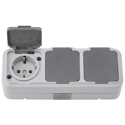 Блок 3 роз ОП з/к сер. крыш. IP54 Пралеска аква РА16-0132(03)серый