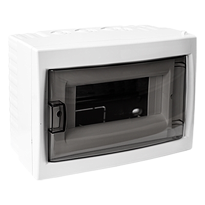 Бокс для открытой установки ЩРН 8 мод. прозрачн. дверца (КНО-8Д) КНО-8Д