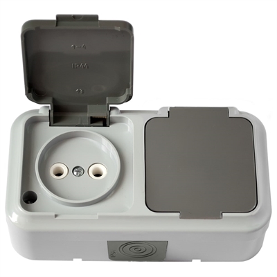 Блок 2 роз ОП б/з серый крыш. IP54 Пралеска аква РА16-302 (03)