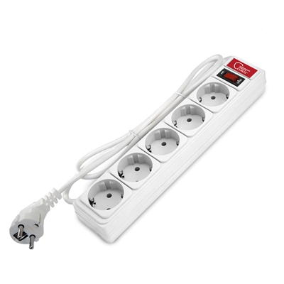 Сет.фильтр СОЮЗ 5гн 1,8м с/з белый ПВС 3*0,75 выкл. с индик. 1340 1340