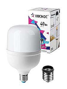 Лампа LED 40W E27+переходник Е40 6500k HW Космос LksmHWLED40WE2765