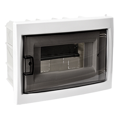 Бокс для скрытой установки ЩРВ 8 мод. прозрачн. дверца (КНС-8Д) КНС-8Д
